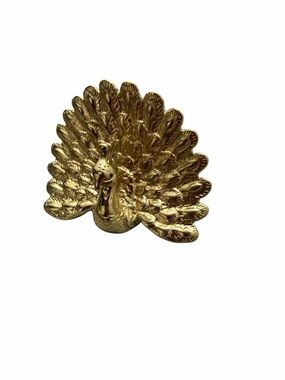 Set of 8 Anthropologie Gold Peacock Drawer Pulls Knobs